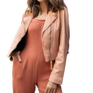 NEW MAURITIUS julene rf leather jacket in peach